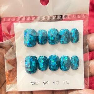 Blue Glitter Press-On Nails